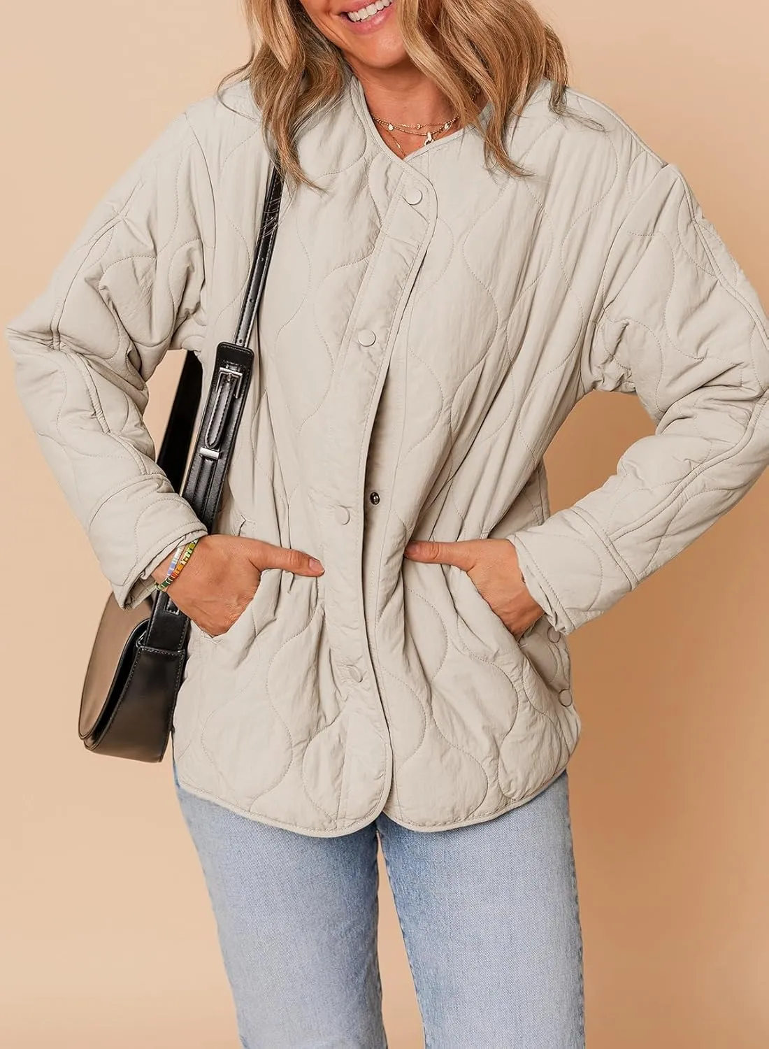 Dokotoo Womens Quilted Lightweight Jackets Button Down Puffer Jacket Coats Padded Outwear with Pockets