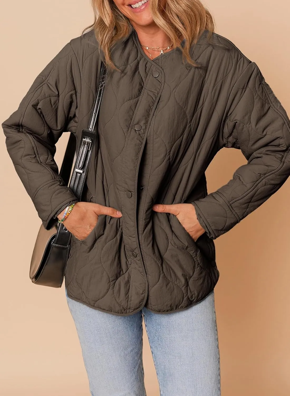 Dokotoo Womens Quilted Lightweight Jackets Button Down Puffer Jacket Coats Padded Outwear with Pockets