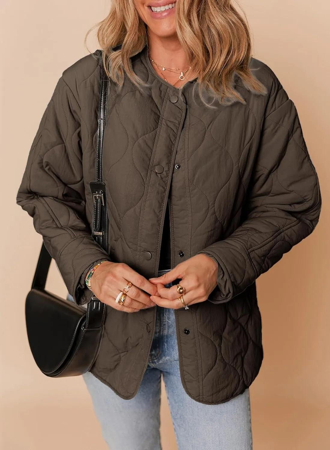Dokotoo Womens Quilted Lightweight Jackets Button Down Puffer Jacket Coats Padded Outwear with Pockets