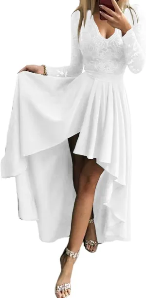 Elegant Women's Fashion Sexy High Low Asymmetric Prom Cocktail Party Evening Dress