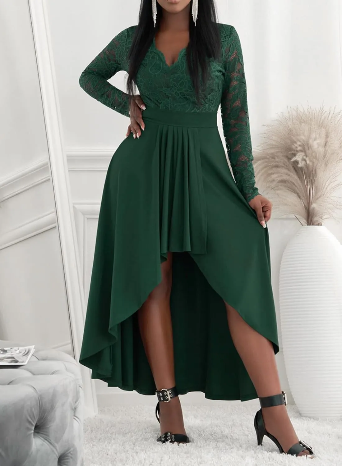 Elegant Women's Fashion Sexy High Low Asymmetric Prom Cocktail Party Evening Dress