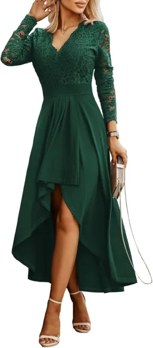 Elegant Women's Fashion Sexy High Low Asymmetric Prom Cocktail Party Evening Dress