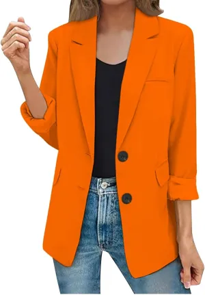 Fall Blazers for Women 2024 Business Casual Long Sleeve Dressy Open Front Coats Work Office Oversized Suit Jackets