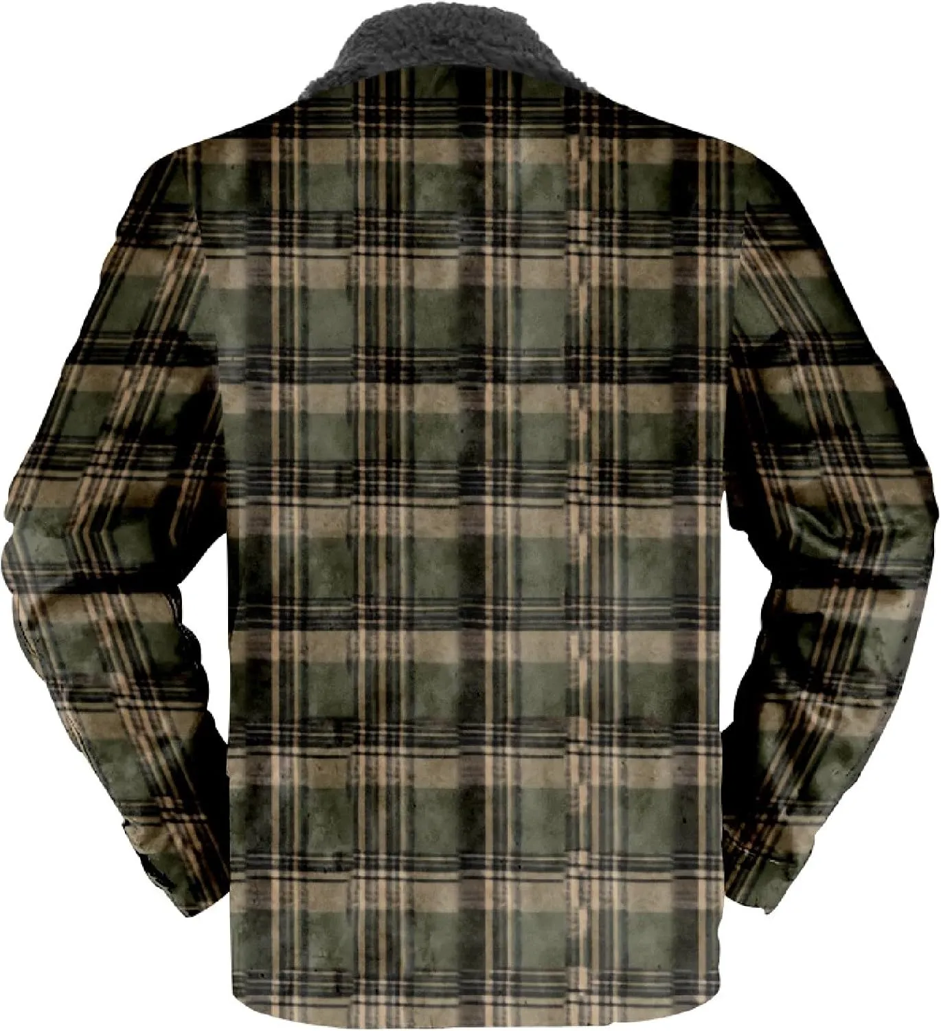 Flannel Jacket for Men Without Hood Zip up Hooded Heavyweight Thick Fleece Lined Winter Warm Plaid Shirt Jacket Big Tall