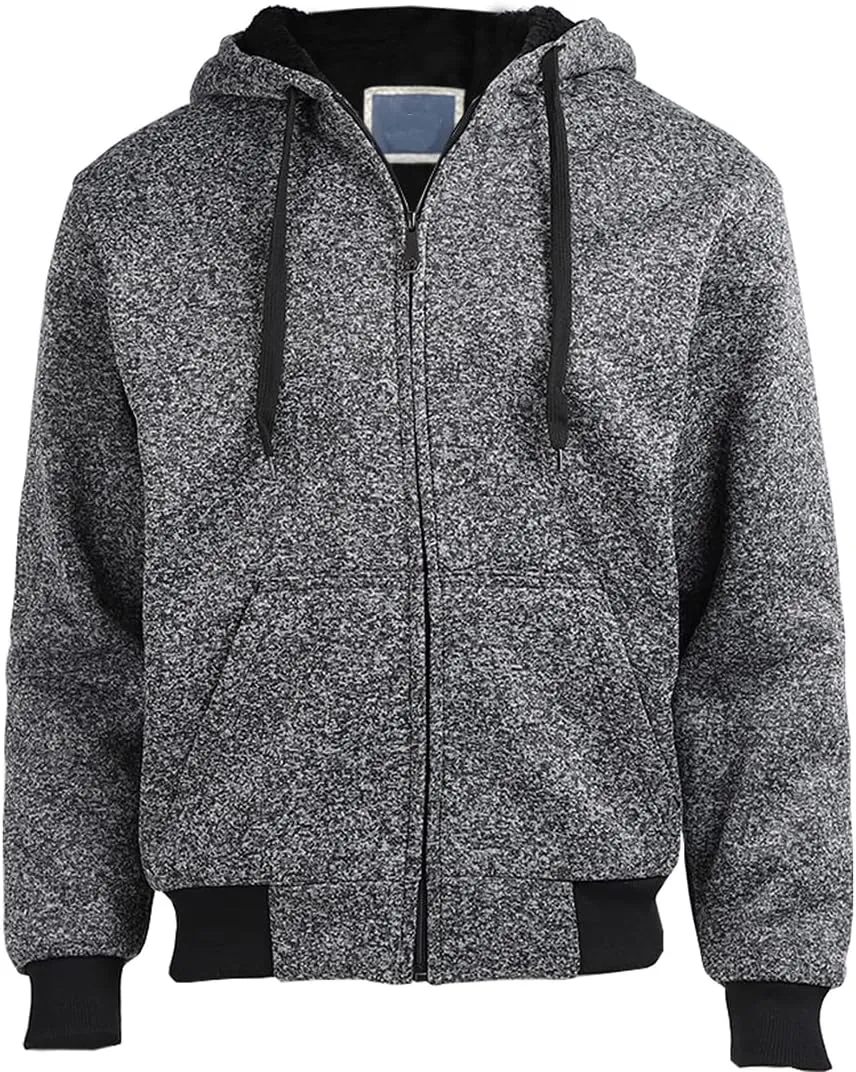 Gary Com Heavyweight Sherpa Hoodies for Men, Thick Fleece Lined Full Zip Up Winter Warm Sweatshirts Work Jackets