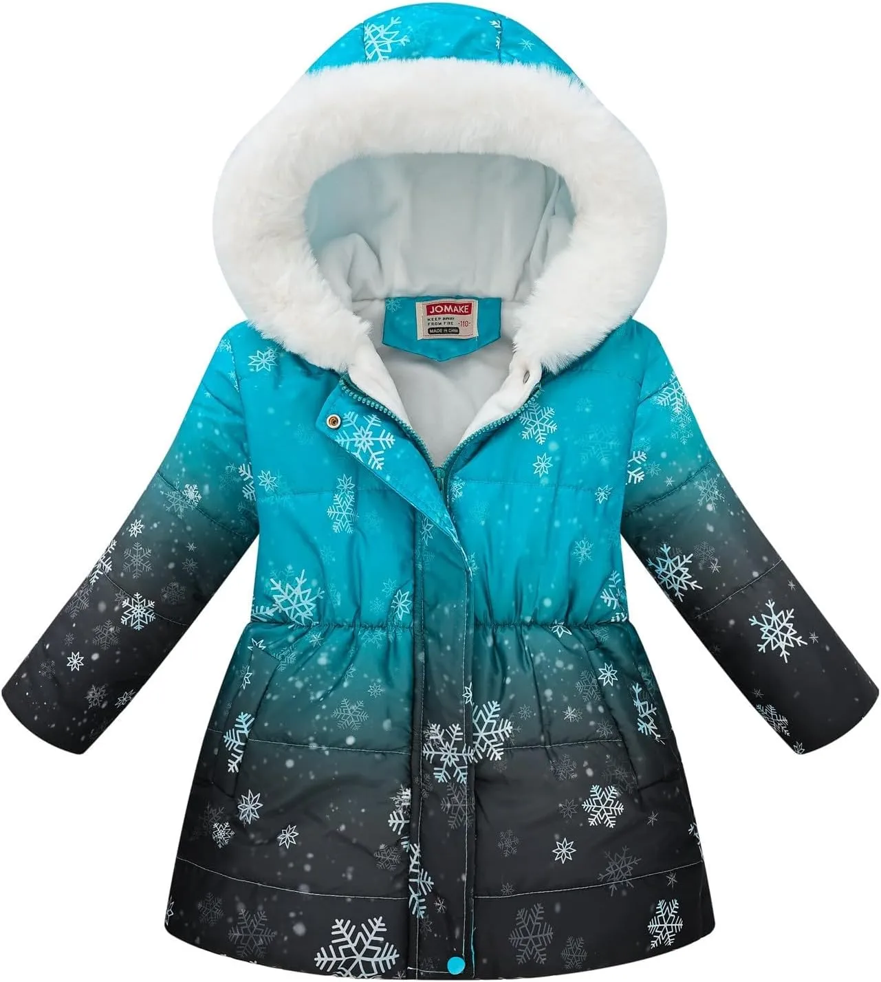Girls Long Parka Winter Coat Heavyweight Hooded Puffer Jacket with Faux Fur Collar Fleece Lined Down Coat for Kids