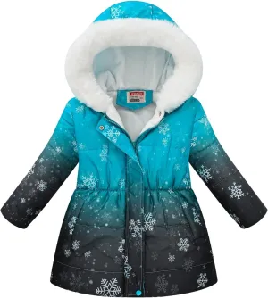 Girls Long Parka Winter Coat Heavyweight Hooded Puffer Jacket with Faux Fur Collar Fleece Lined Down Coat for Kids
