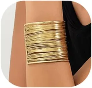 Gold Plated Cuff Bangle Bracelet for Women Chunky Cuff Bangle Bracelet Thin Thread Wire Open Wrist Cuff Wrap Bracelet Jewelry
