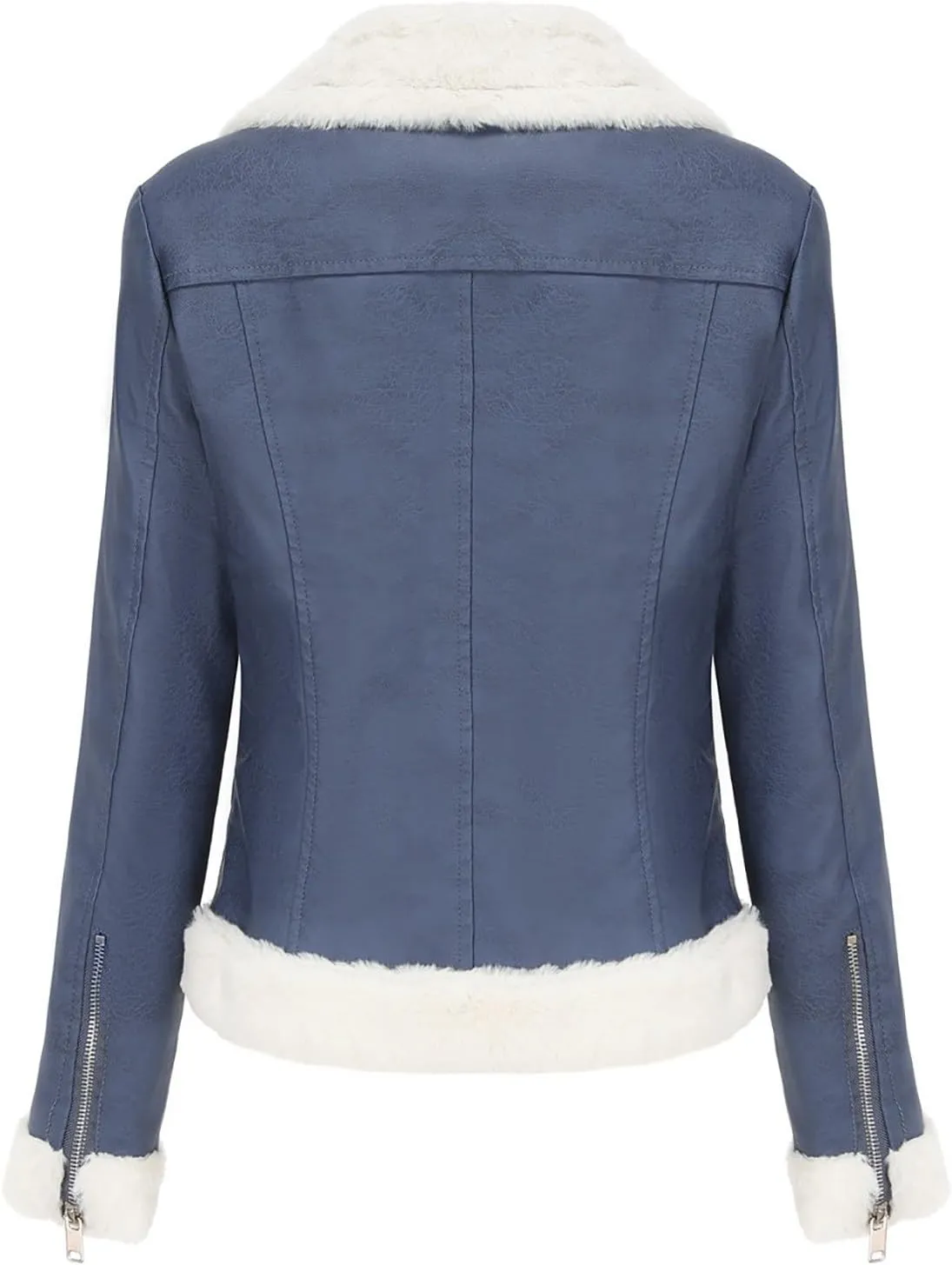 Hasta Women's Faux Leather Jackets Warm Fleece Zip Short PU Moto Winter Coats 2023 Slim Cropped Faux Suede Jacket Plus Size