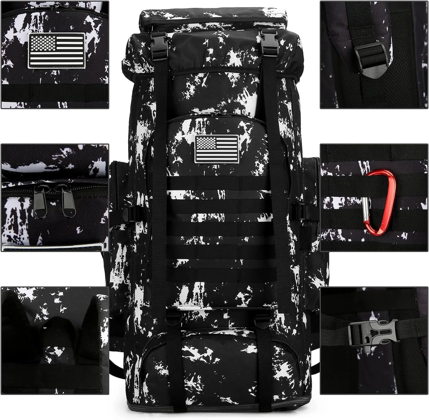Hiking Backpack for Men 70L/100L Camping Backpack Military Rucksack Molle 3 Days Assault Pack for Climbing