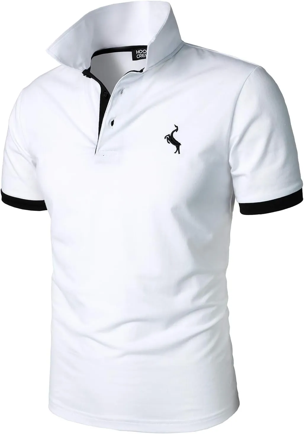 HOOD CREW Mens Classic Polo Shirt Short Sleeve Shirts Lightweight Casual Tops