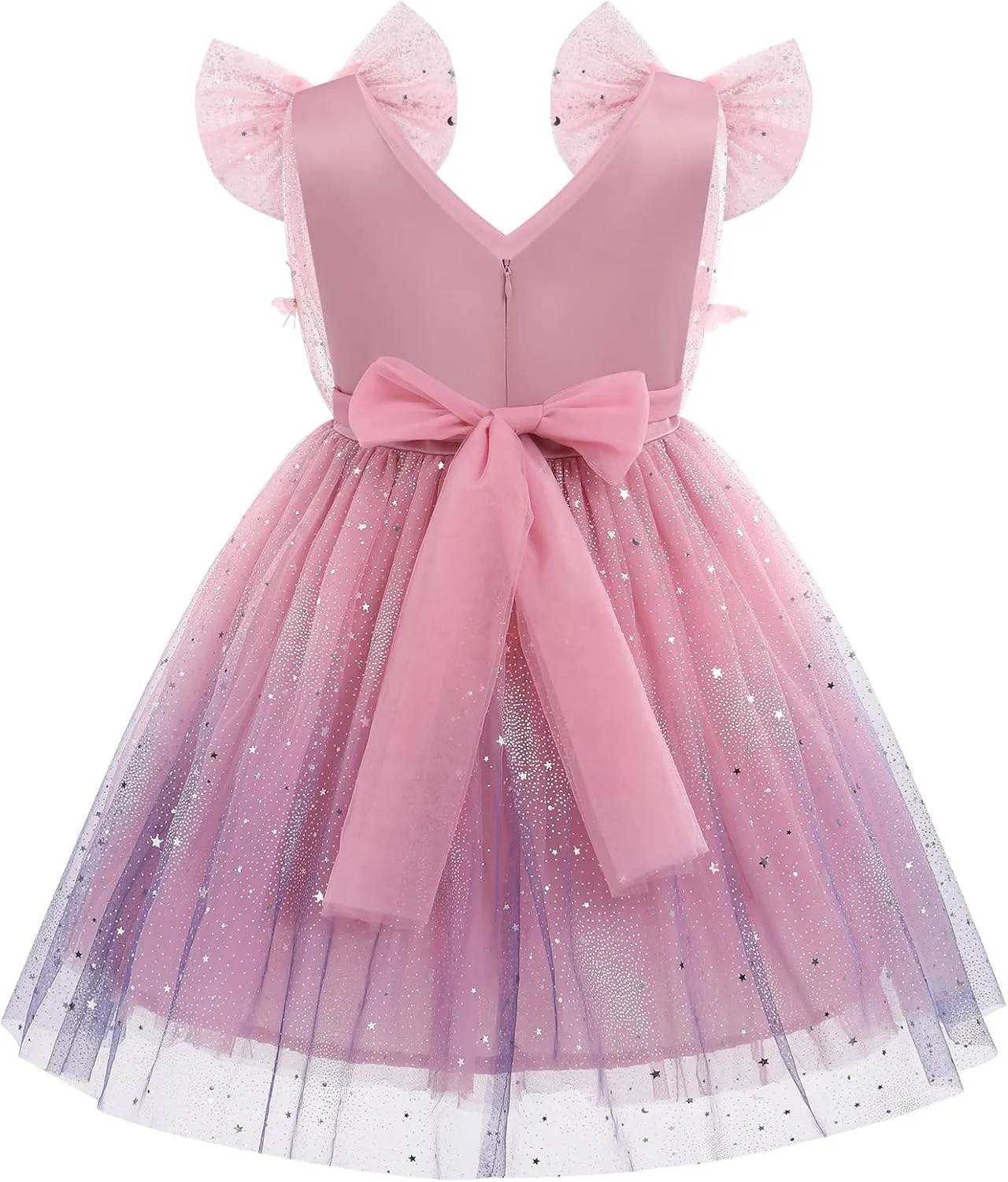 IMEKIS Toddler Kids Girls Butterfly Dress Sparkle Sequins Tulle Wedding Formal Birthday Dresses 2-10T
