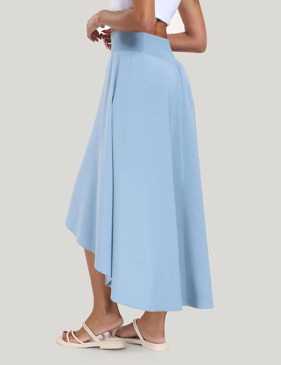 IUGA High Waist Maxi Skirt with Slit Ruffle Wrap Skirt Trendy Flowy Skirts for Women Long Skirts with Shorts Underneath