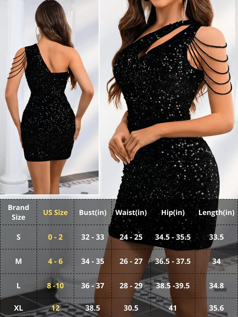Kaei&Shi Sequin Velvet Prom Dress,Cut Out One Shoulder Short Formal Dresses,Sparkly Outfits Women HOCO Birthday Cocktail