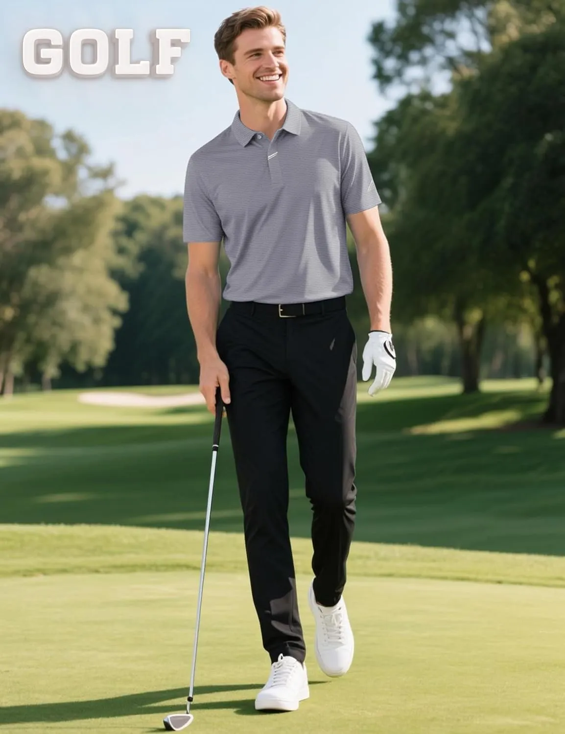 Lzzidou Polo Shirts for Men Short Sleeve Golf Polo Shirts Stretch Moisture Wicking Performance Athletic Tees