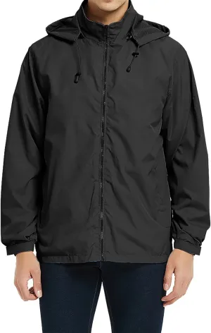 Mens Lightweight Jackets Windbreaker Waterproof Rain Jacket Casual Hiking Travel Raincoat Oversized Outdoor Packable