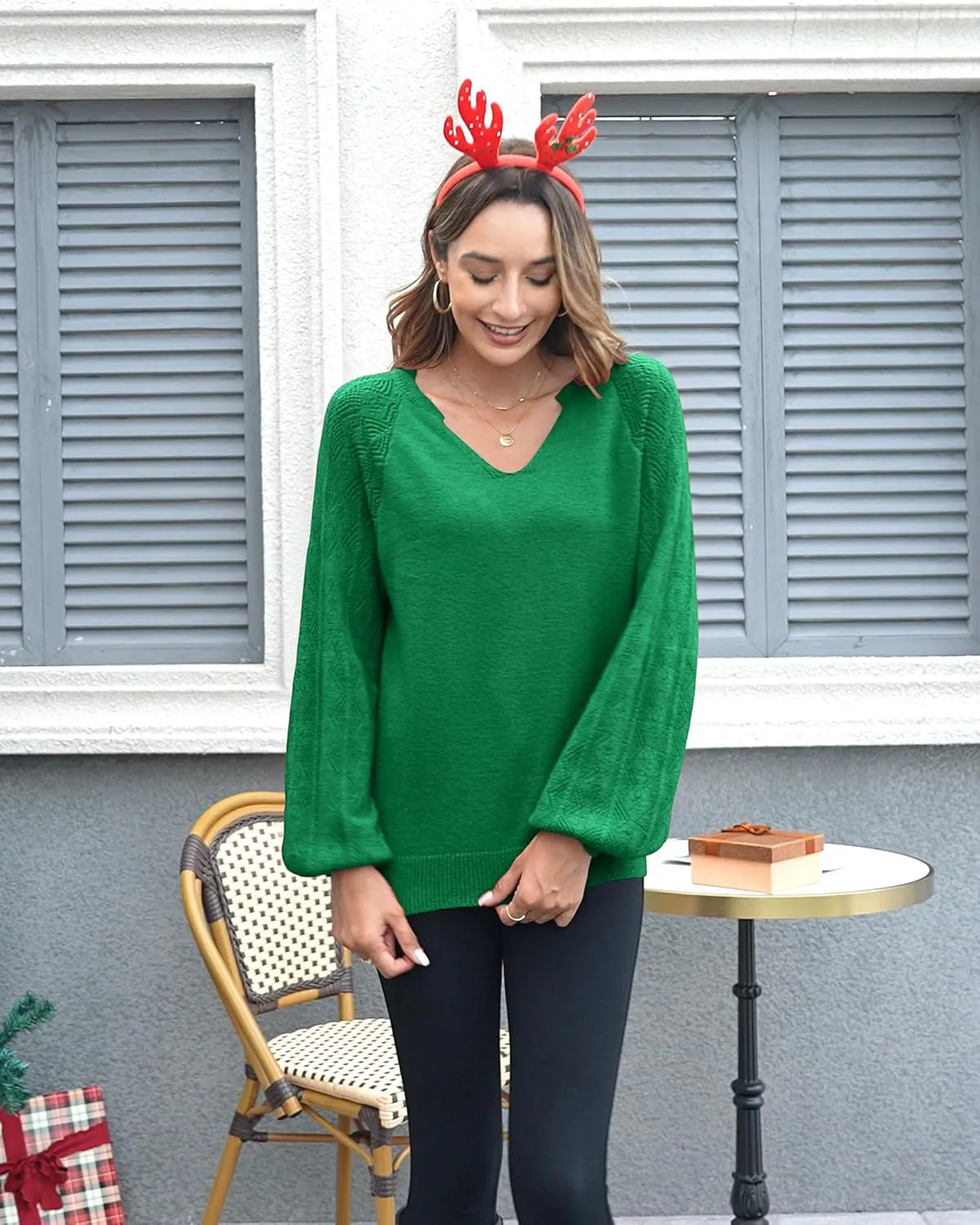 Messic Womens Pullover Sweaters 2024 Casual Long Sleeve V Neck Loose Knit Tops