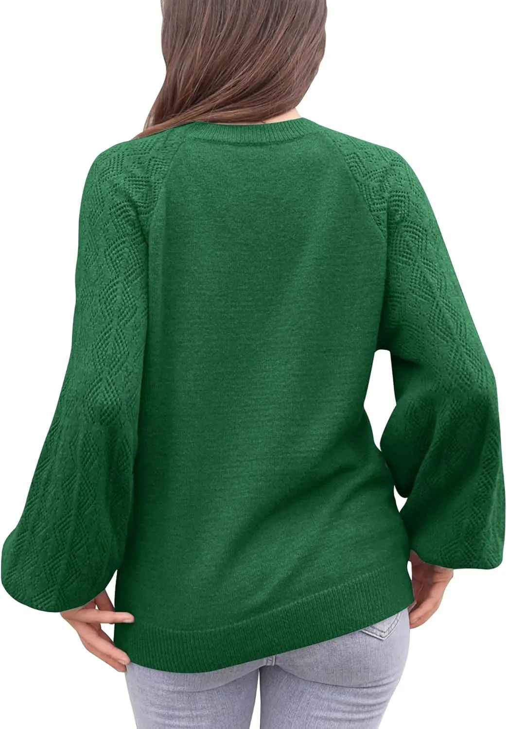 Messic Womens Pullover Sweaters 2024 Casual Long Sleeve V Neck Loose Knit Tops