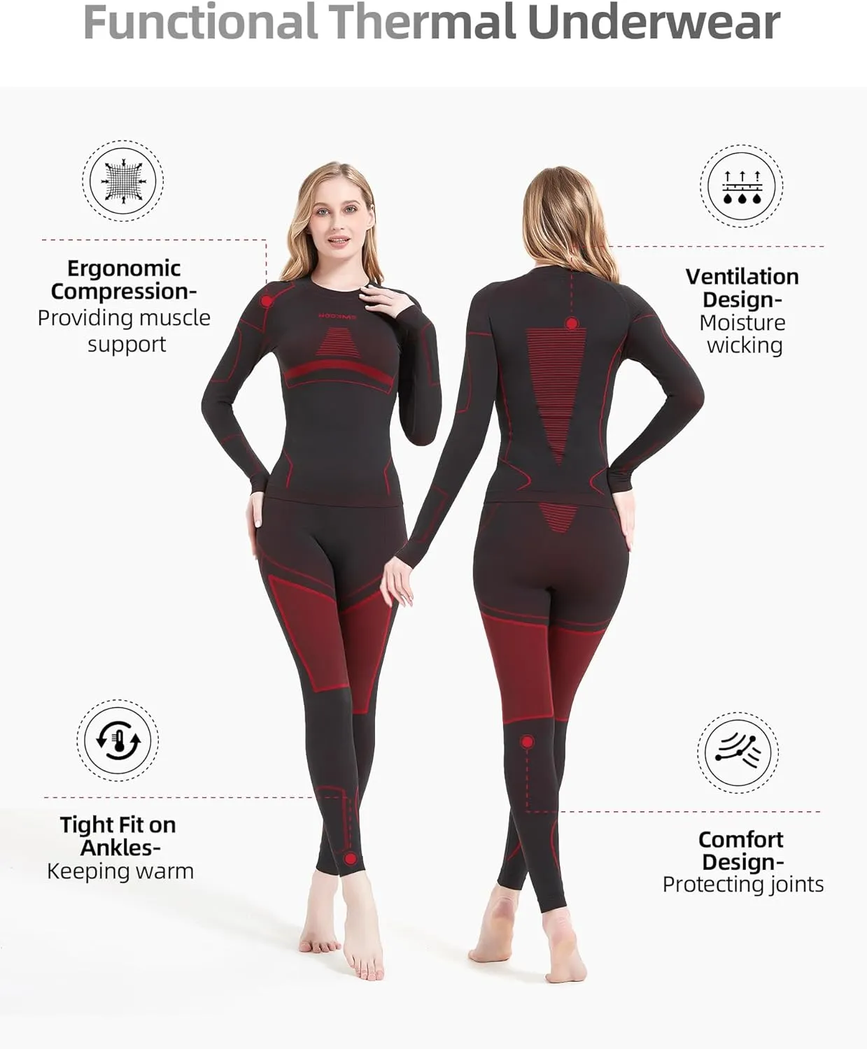 NOOYME Thermal Underwear Base Layer for Women, Long Johns for Cold Weather