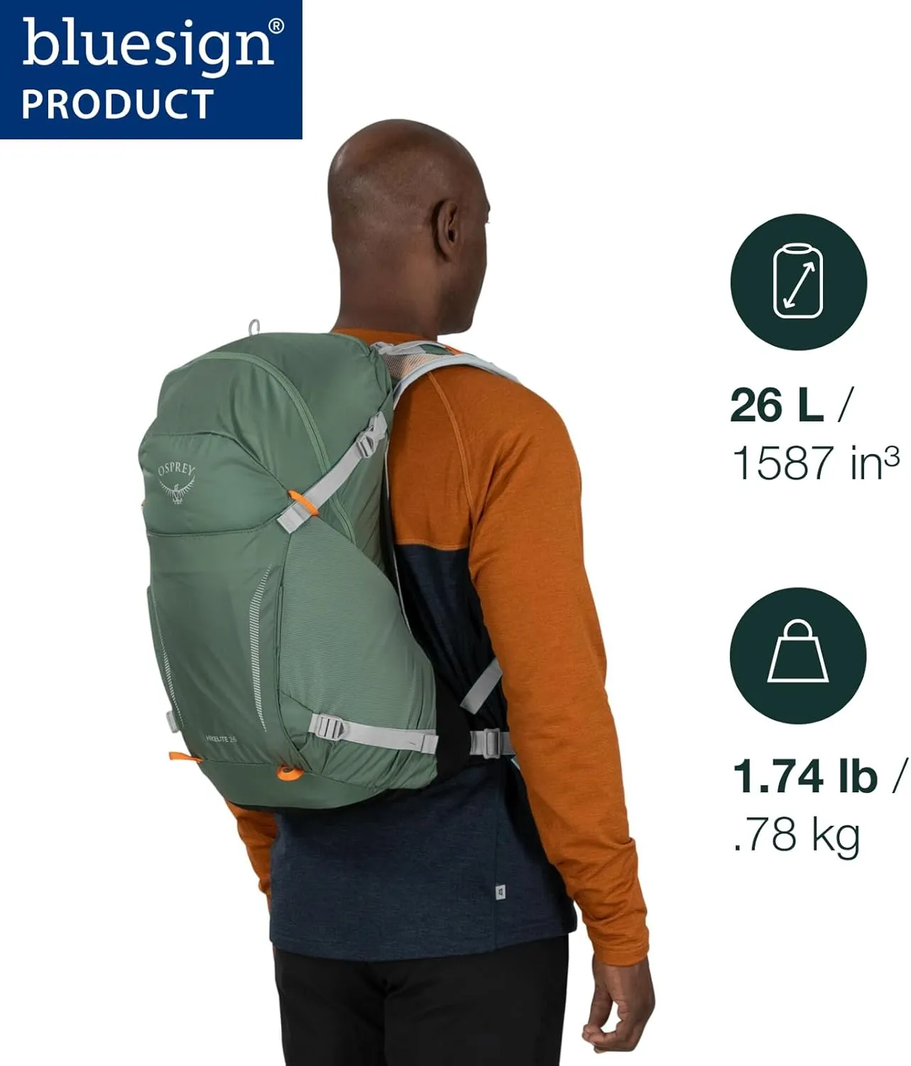 Osprey Hikelite 26L Unisex Hiking Backpack, Atlas Blue