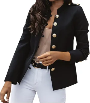 SHAOBGE Ladies Coats Winter Women Long Sleeve Casual Slim Top Button Stand Collar Solid Business Jacket 3 In1 Jacket