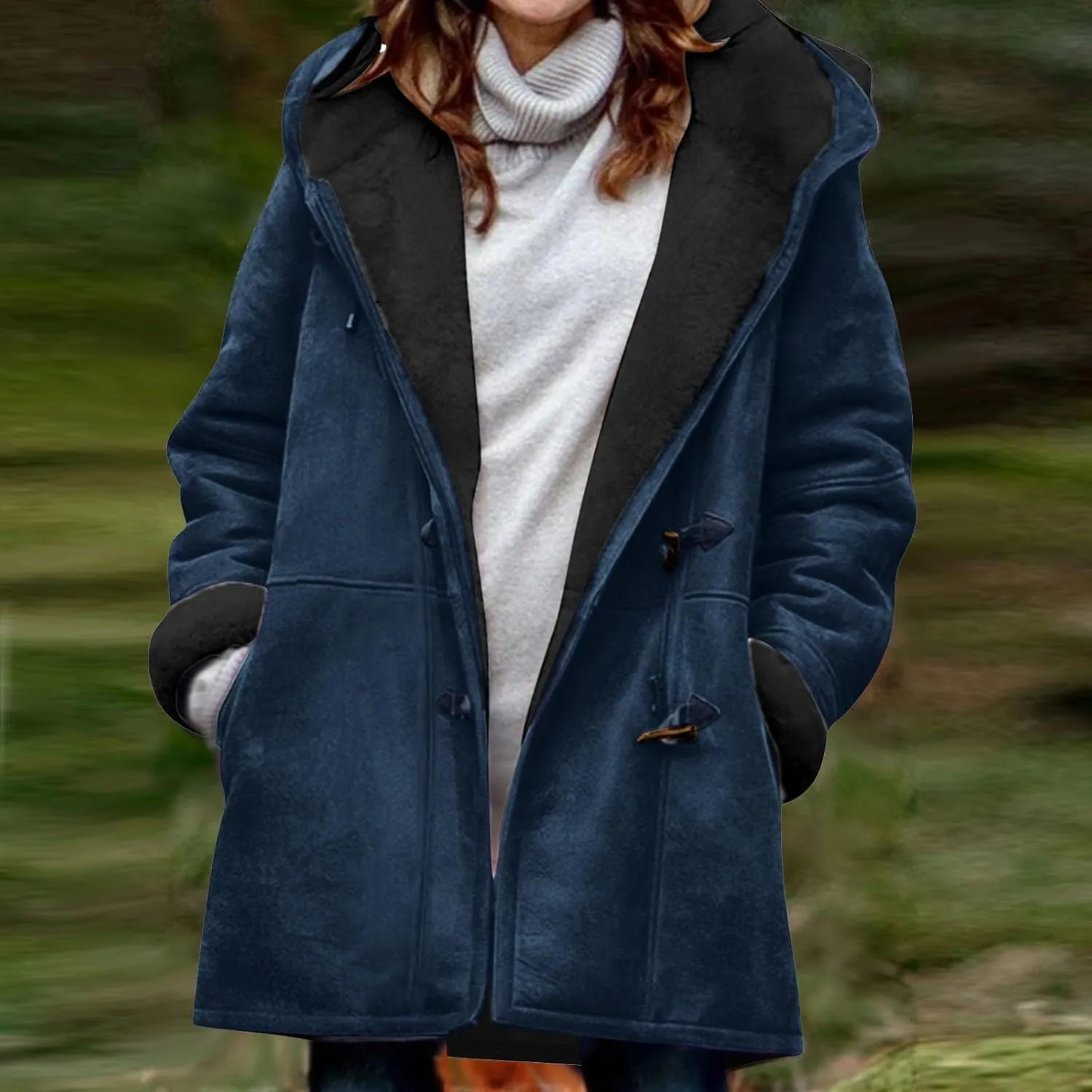 Winter Jackets for Women Sherpa Lined Suede Coat Thick Hooded Jacket Plus Size Parka Coat Warm Outerwear with Pockets
