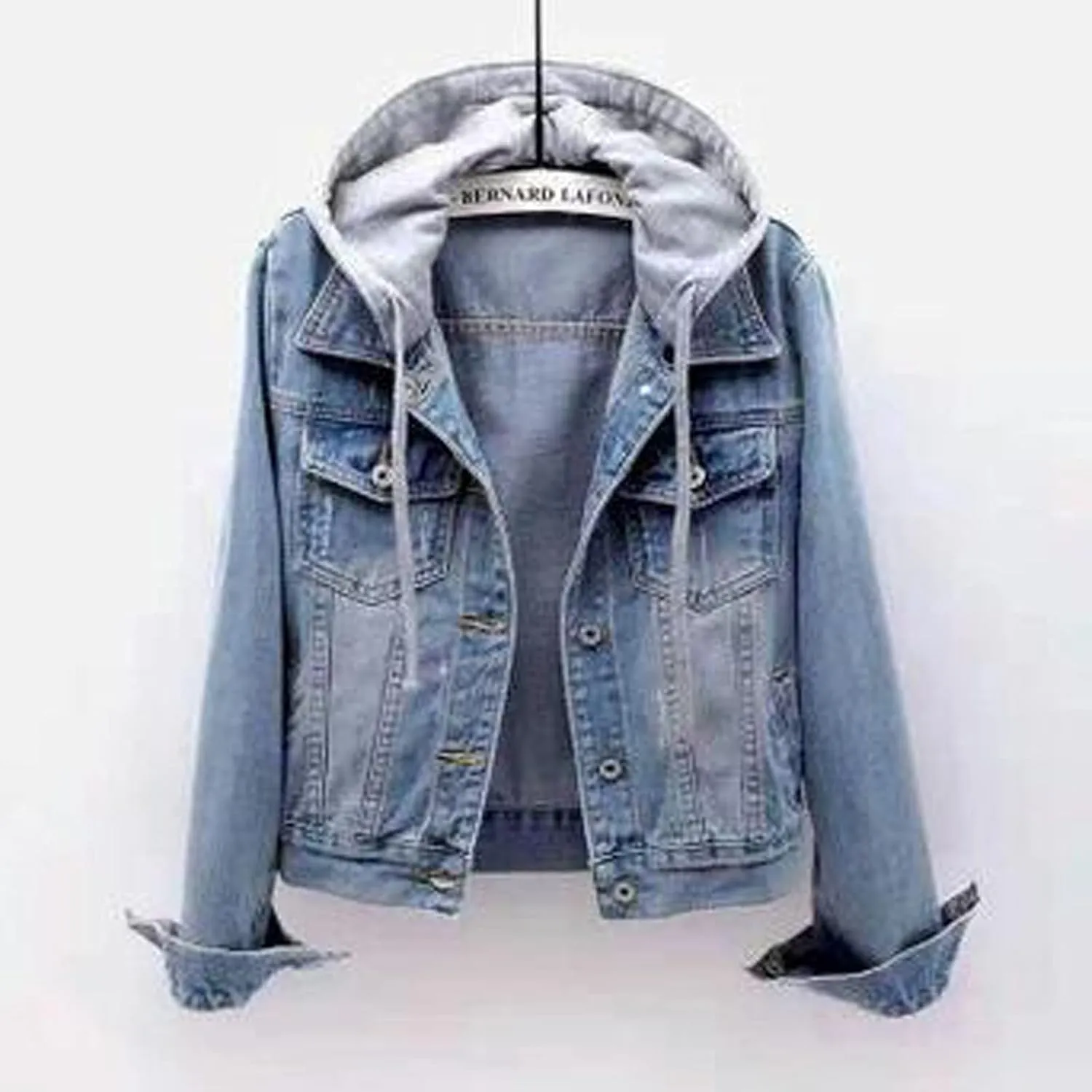 Women Denim Jacket With Hood,2021 Vintage Button Down Distressed Coat Short Jean Jacket Cute Coat With Pocket