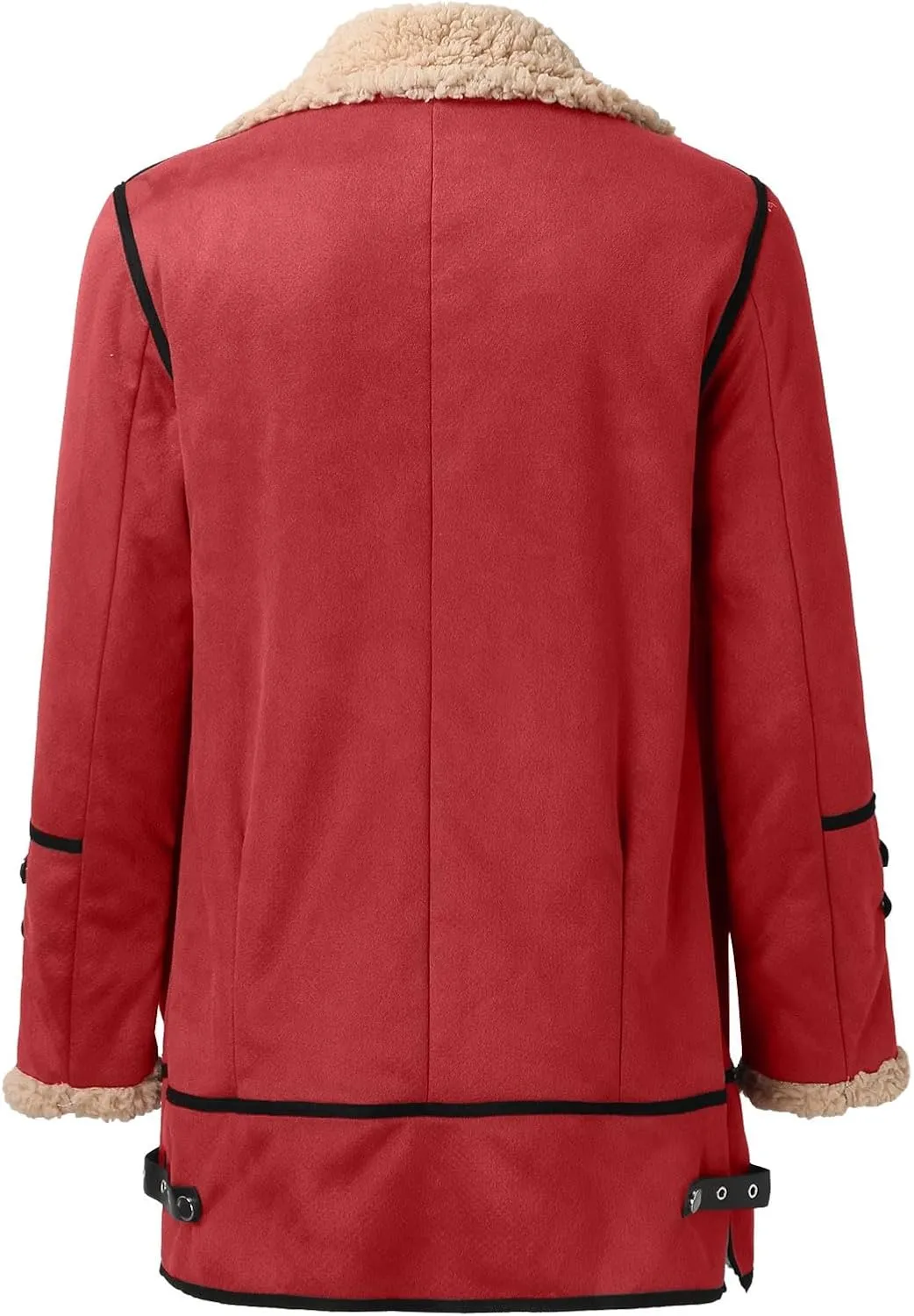Women Plus Size Winter Coat Lapel Collar Long Sleeve Padded Leather Jacket Vintage Thicken Flannel Shirt Jacket