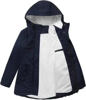 Womens Casual Solid Zipper Overcoat Long Sleeve Drawstring Outwear Warm Loose Soft Jacket Coat Home Outdoor Clothes
