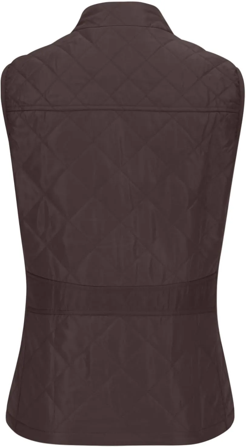 Women's Fall Winter Vest Zip Up Quilted Jackets Sleeveless Winter Coats Stand Collar Athletic Vest for Hiking Running
