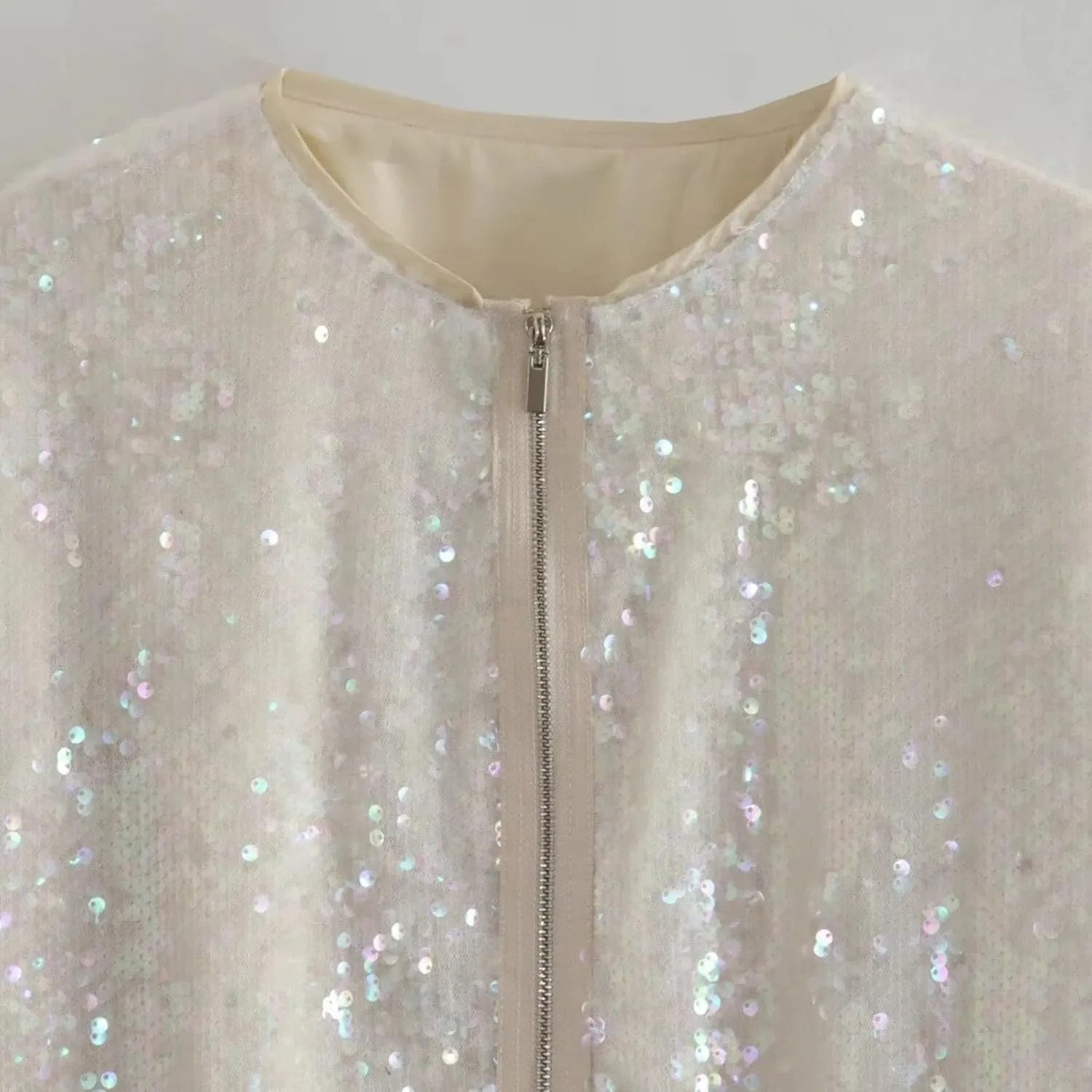 Women's Sequin Jackets Long Sleeve 2023 Winter Baseball Coats Full Zip Sweatshirts Trendy Elegant Party Outwear Tops