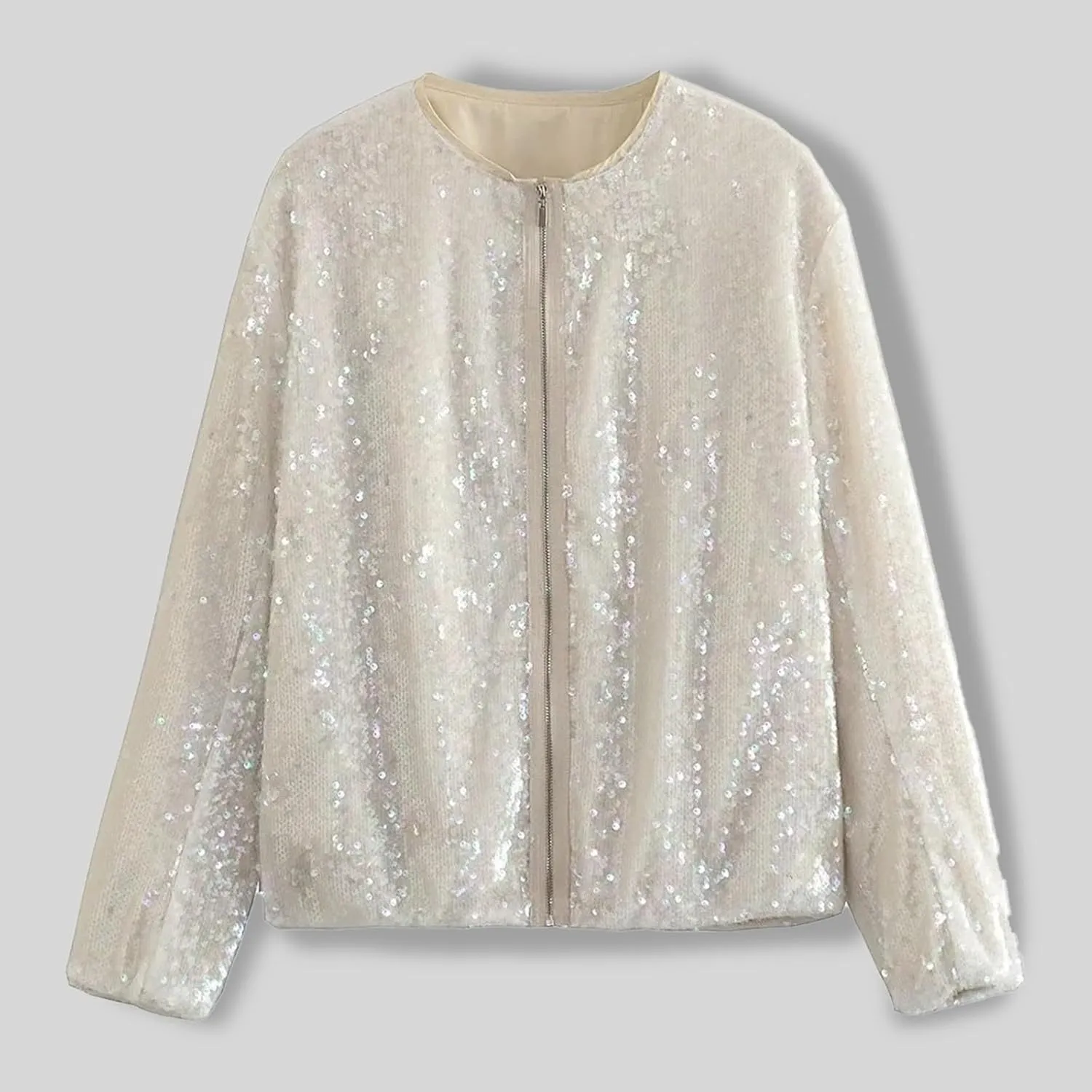 Women's Sequin Jackets Long Sleeve 2023 Winter Baseball Coats Full Zip Sweatshirts Trendy Elegant Party Outwear Tops