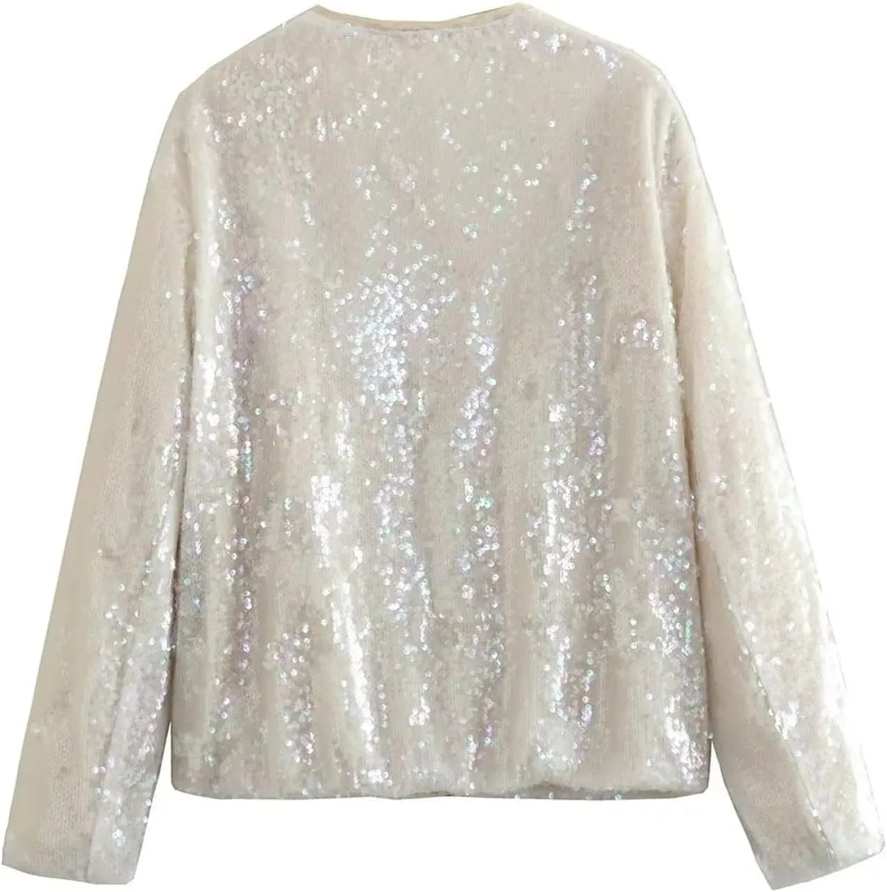 Women's Sequin Jackets Long Sleeve 2023 Winter Baseball Coats Full Zip Sweatshirts Trendy Elegant Party Outwear Tops