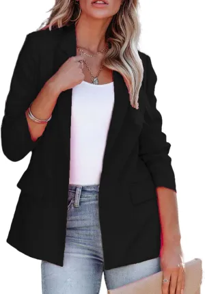 Womens Work Blazer Business Casual 3/4 Sleeve Tops Office Shirts Slim Fit Suit Jacket Fall Blouses Casual Outerwears