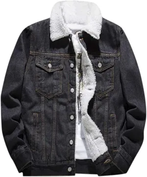 Ymosrh Winter Coats for Men Autumn Add Wool Casual Vintage Wash Distressed Denim Jacket Coat Mens Bomber Jackets