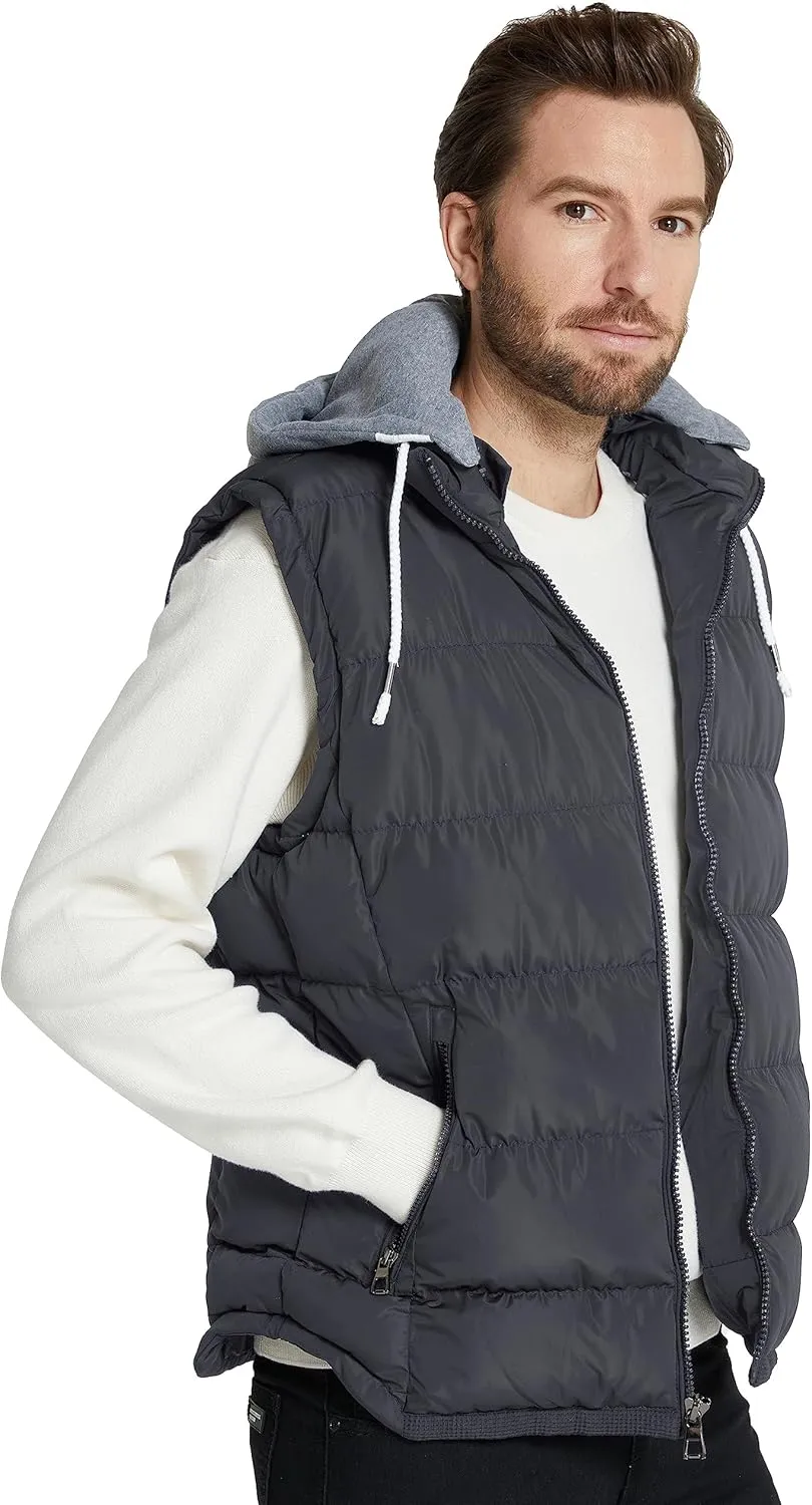 ZSHOW Men's Puffer Vest Removable Hooded Vest Outdoor Winter Vest